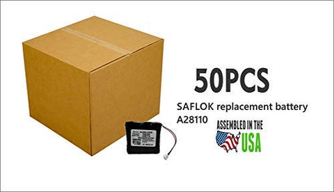 50PCS Replacement SAFLOK A28110 6V Hotel Door Lock Battery Fits 884952, A28110, A28100, DL-12/4, HTL-11/13, Intellis, MT