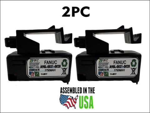 2PC Fanuc A98L-0031-0028, A02B-0323-K102 Single Cell 3V in Cartridge Battery Replacement