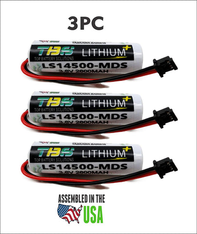 3pc Mitsubishi LS14500-MDS 3.6 Volt Lithium PLC Replacement Battery ER6V-C119B, MR-J3BAT