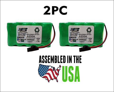 2PC Baxter Healthcare AS50A Replacement Medical Battery