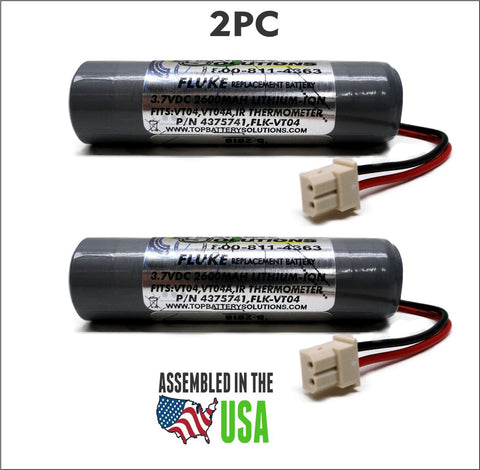 2pc Fluke VT04, VT04A,VT04 Visual IR Thermometer replacement battery