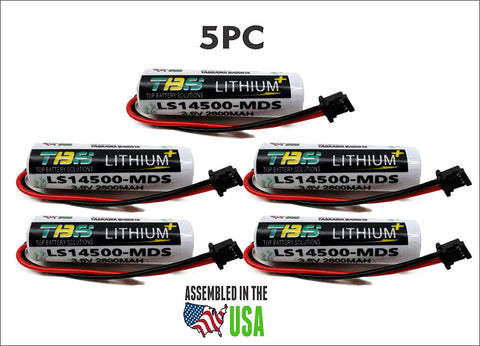 5pc Mitsubishi LS14500-MDS 3.6 Volt Lithium PLC Replacement Battery ER6V-C119B, MR-J3BAT - Top Battery Solutions