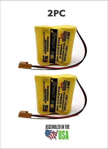 2pc BR-CCF2TH 6V Lithium Replacement Battery for Fanuc oi Mate Model-D, Panasonic Controls, PLC Computer Ge Fanuc A06 Series A98l-0001-0902, BR-CCF2TE CNC (Cutler Hammer), Brown Connector