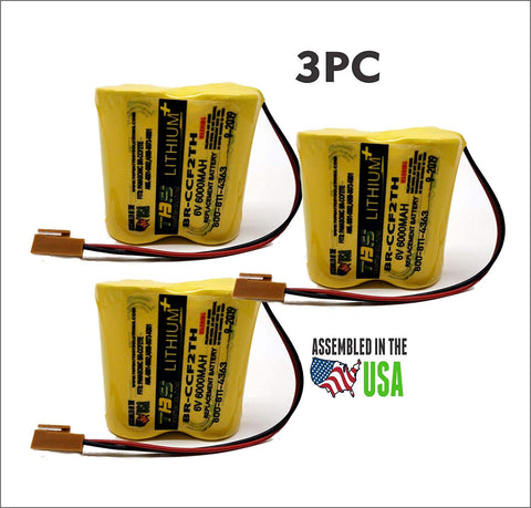 3pc BR-CCF2TH 6V Lithium Replacement Battery for Fanuc oi Mate Model-D, Panasonic Controls, PLC Computer Ge Fanuc A06 Series A98l-0001-0902, BR-CCF2TE CNC (Cutler Hammer), Brown Connector