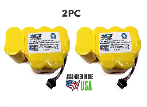 2PC ALARIS MEDICALSYSTEMS Replacement Battery 7000, 7100, 7130, 7131, 7200, 7230, 7231, 7130B Signature Gold Infusion Pump, 7130D Signature Gold Infusion Pump, Signature 2, Signature II
