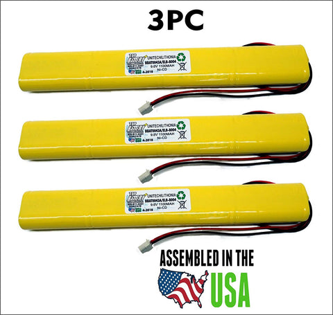 3PC Lithonia BBAT0043A,UNITECH BBAT0043A,LITHONIA ELB-B003.ELB-004 Replacement Battery Emergency Light 9.6V 1.1Ah NiCD