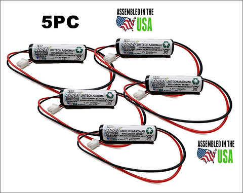 5PC Unitech AA900mAh,CUSTOM 332, 1.2V Battery Emergency Light 1.2V 1.1Ah NiCD - Top Battery Solutions