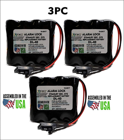 3pc Stanley Security Systems VPDBB, DL-40 Door Lock Battery