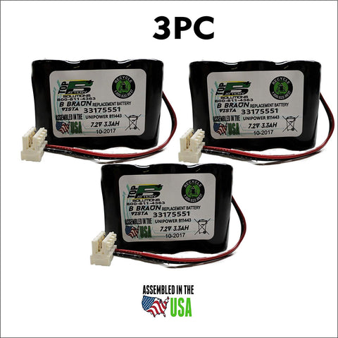 3pc 33175551,34502556,UNIPOWER B11443 for B.Braun Vista Basic replacement battery