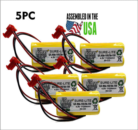 5PC Sure-Lites SL026155 Battery Replacement 4.8v 1.1Ah 26-155 - Top Battery Solutions