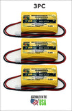 3PC Encore 50-1008, CUSTOM-278 2.4V Replacement Emergency Light Battery