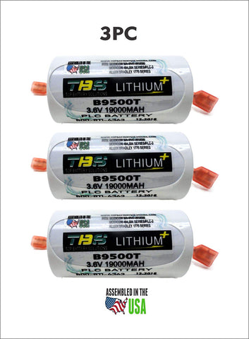 3PC B9500T; 3.6 Volt, 19000 mAh, Allen Bradley PLC Replacement Battery