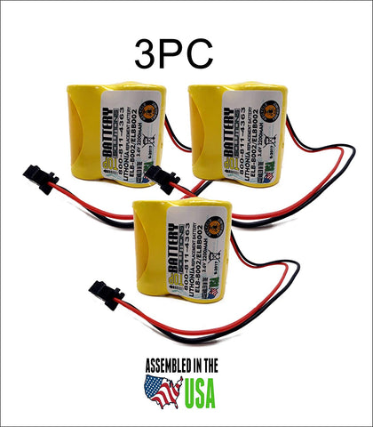 3pc Lithonia ELB-B002 Battery Emergency Light 3.6v 2.2Ah NiCD ELBB002