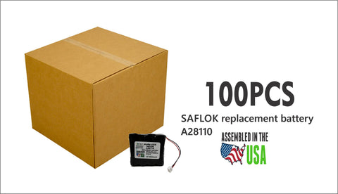 100PCS Replacement SAFLOK A28110 6V Hotel Door Lock Battery Fits 884952, A28110, A28100, DL-12/4, HTL-11/13, Intellis, MT