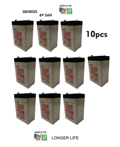 10PC 6V 5AH Rechargeable Sealed Lead Acid (SLA) Battery for Exit Light